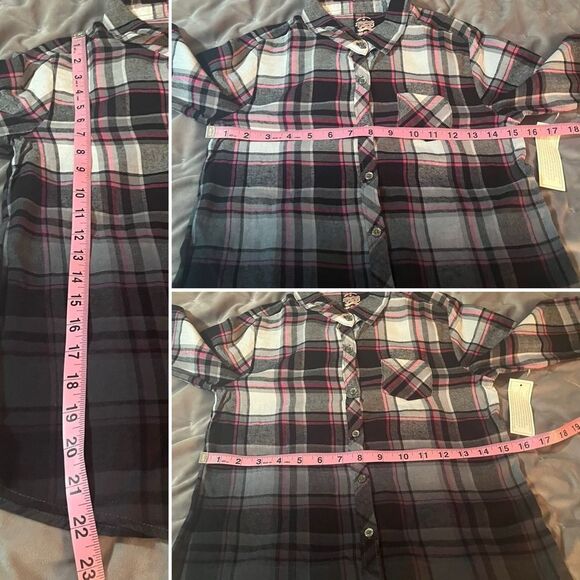 Faded Glory Button Down Shirt Classic Style Ombre Black Pink Girls 10 - Picture 9 of 9